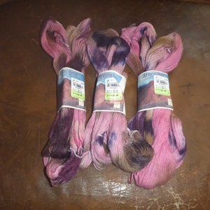 3 Hanks Atacama 100% Alpaca Hand Dyed Aracucania Yarn Color 511 (Purple Combo)